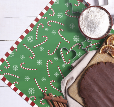 Zöld candy cane karácsonyi asztali szőnyeg - TenStickers