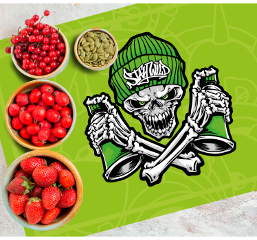 Zöld koponya szemüveg graffiti eredeti bakelitlemezek - TenStickers