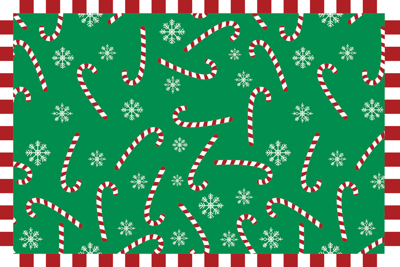 Zöld candy cane karácsonyi alátétek - TenStickers