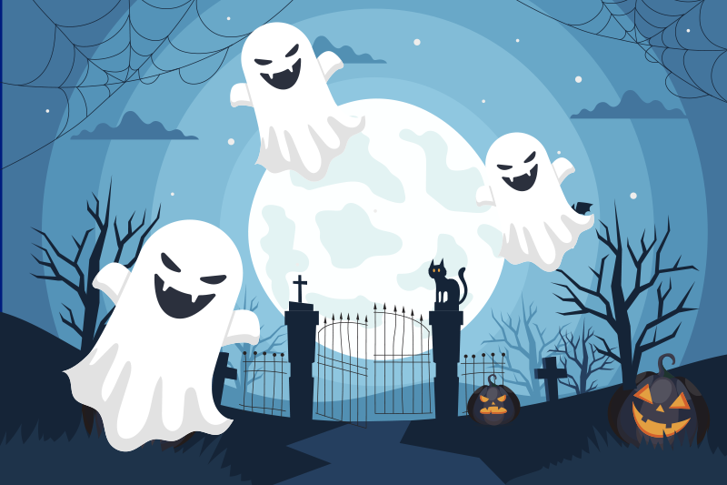 Tányéralátétek halloween - különös szellem jelenet - TenStickers
