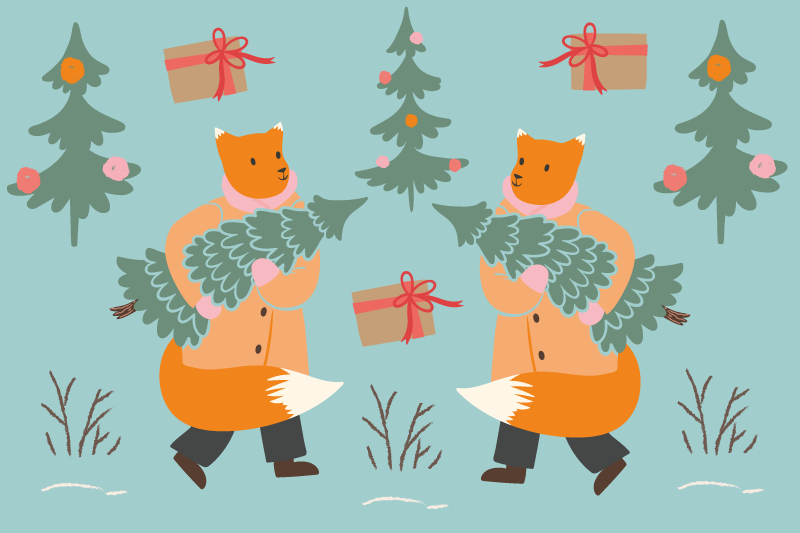 Ünnepi róka fát hordozó tányéralátétek karácsony - TenStickers