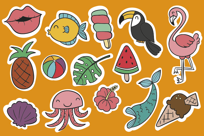 Nyári ételek és állatok gyermek alátétek - TenStickers