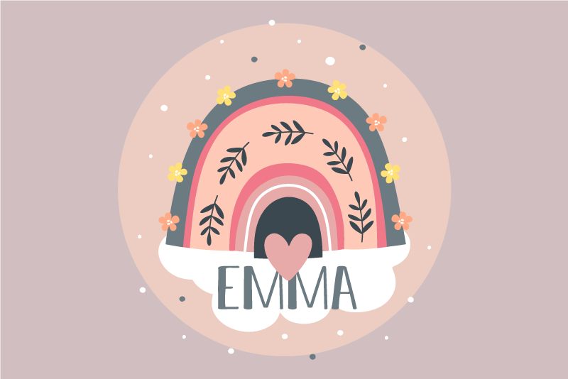 Szivárvány virágos mintás tányéralátétek gyermekeknek - TenStickers