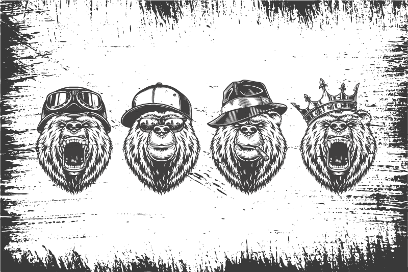 Stílusos medve portrék tányéralátétek eredeti - TenStickers