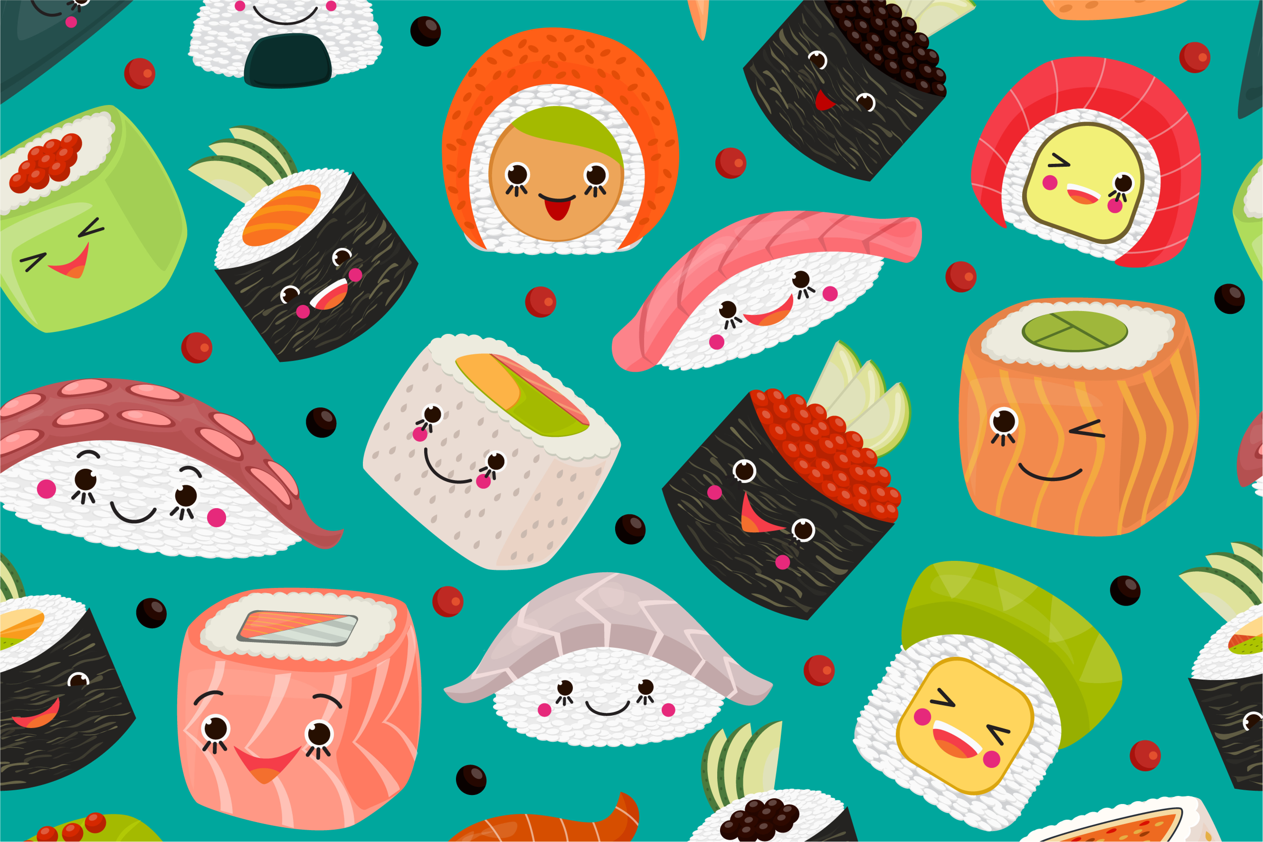Cuki sushi karakterek tányéralátétek gyermekeknek - TenStickers