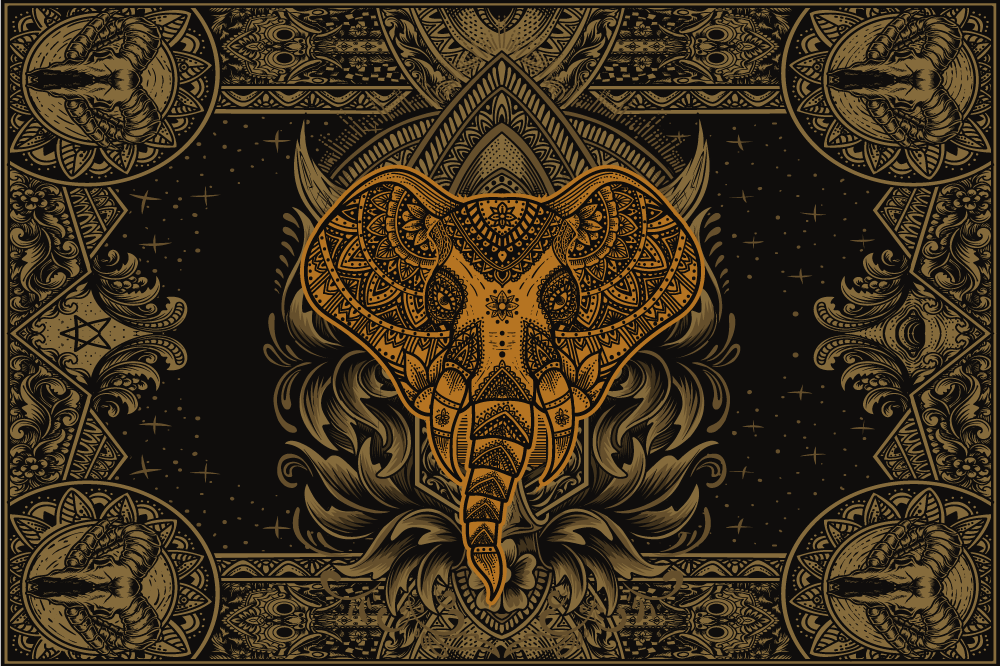 Bonyolult elefánt mintás tányéralátétek eredeti - TenStickers