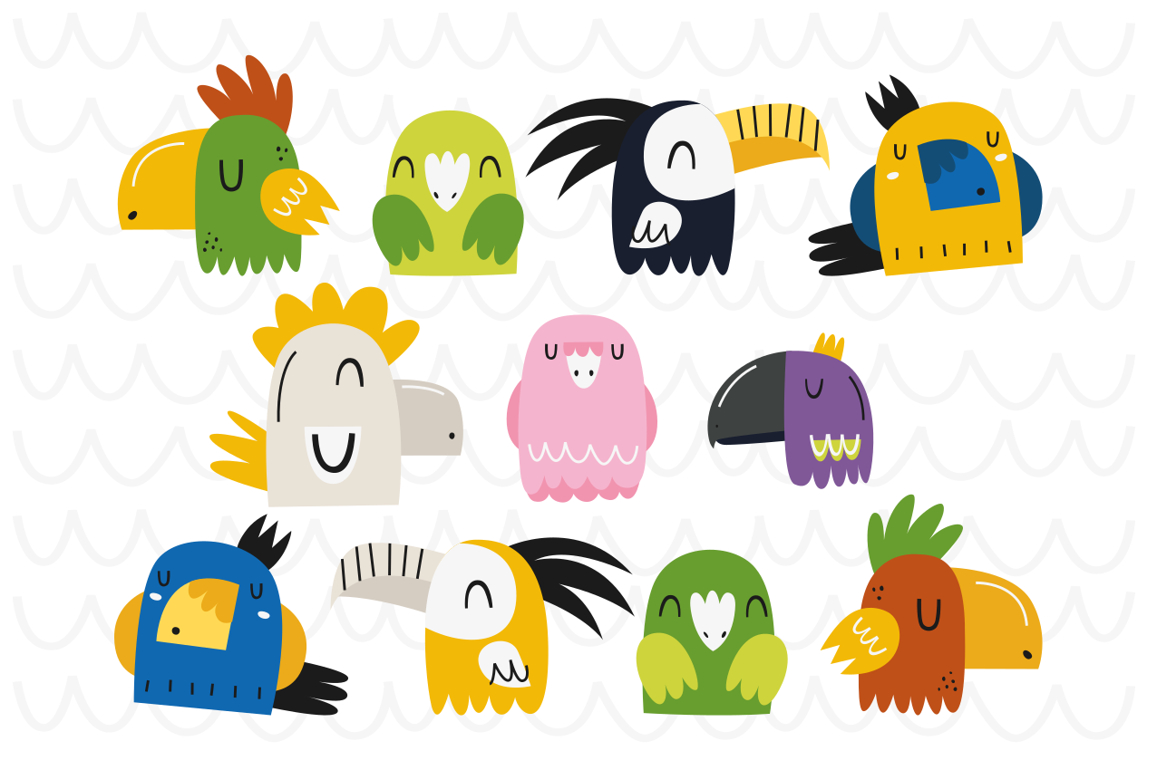 Színes madárfejek tányéralátétek gyermekeknek - TenStickers