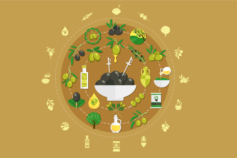 Eredeti tányéralátétek olajbogyó tál elrendezéssel - TenStickers