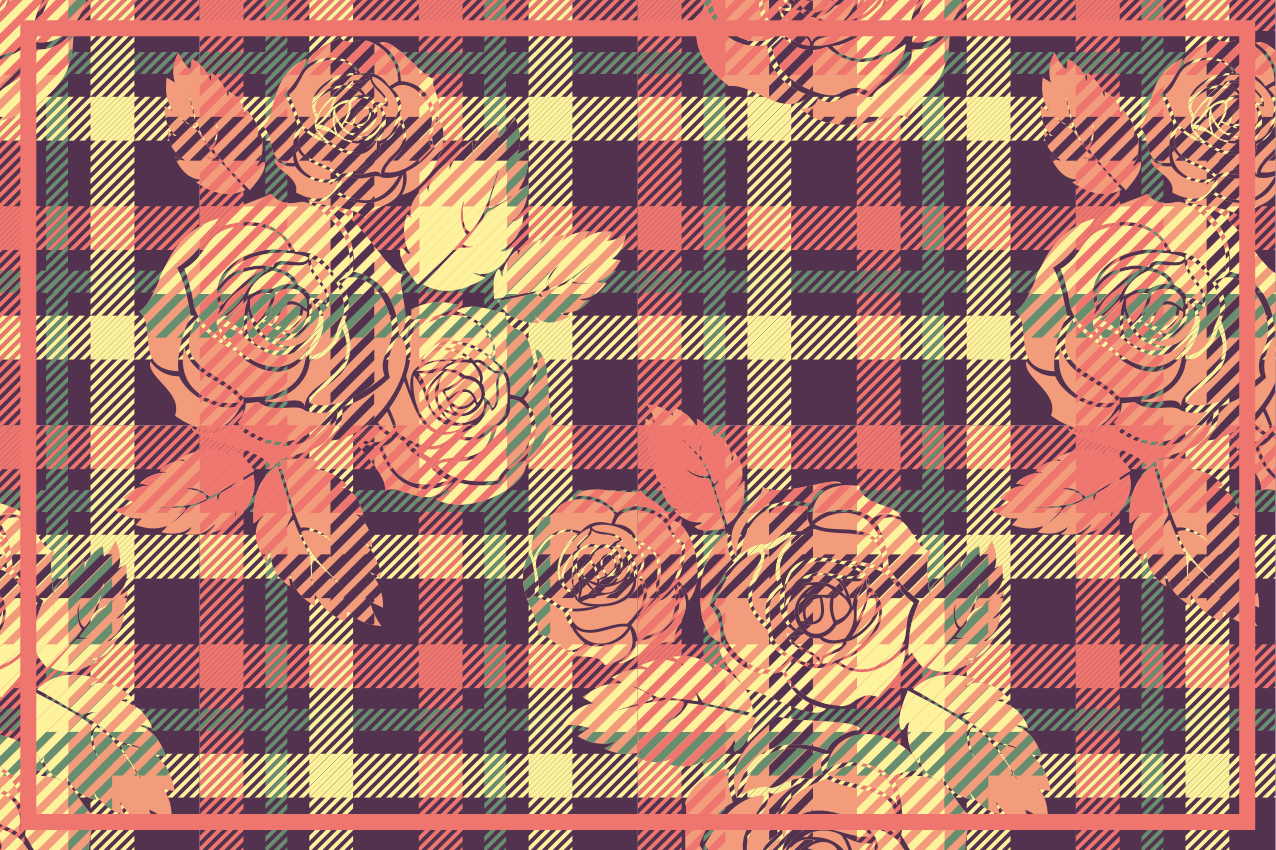 Botanikai rácsos elrendezés tányéralátétek struktúra - TenStickers