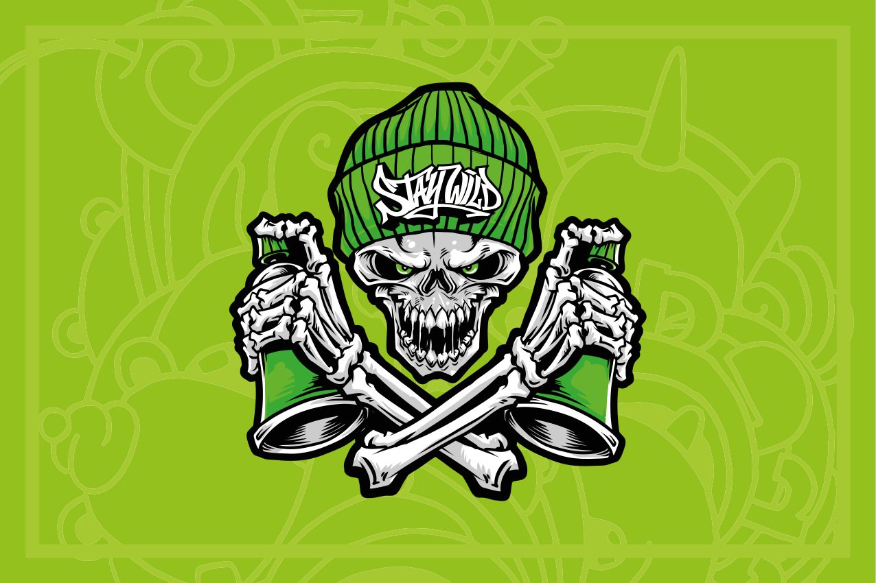 Zöld koponya szemüveg graffiti eredeti tányéralátét - TenStickers