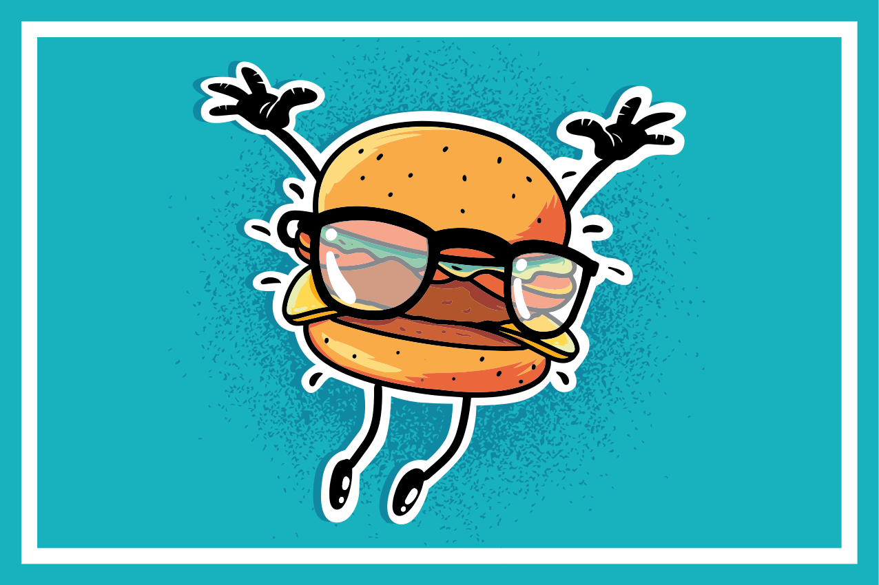 Ugráló hamburger karakter tányéralátétek gyermekeknek - TenStickers