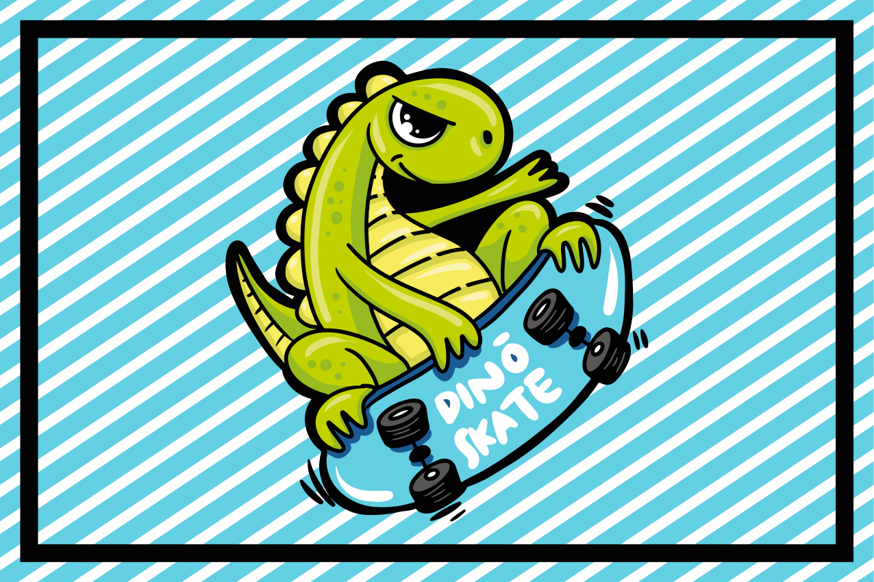 Swag korcsolyázó t-rex rajzfilm eredeti teríték - TenStickers