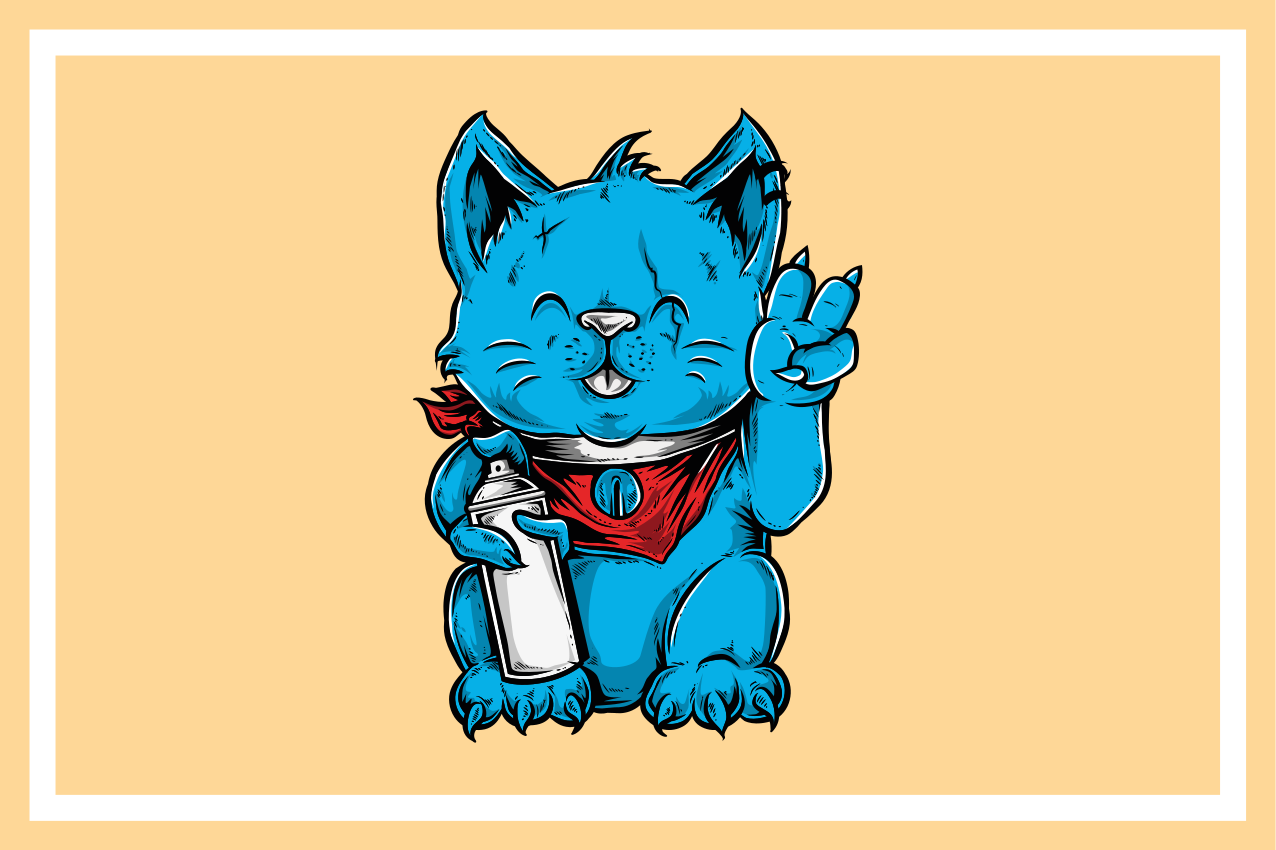 Vidám kék macska tányéralátétek gyermekeknek - TenStickers