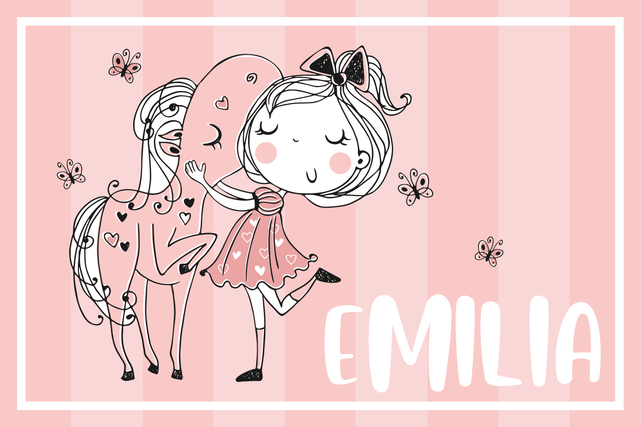 Bájos lány lovas tányéralátétek gyermekeknek - TenStickers