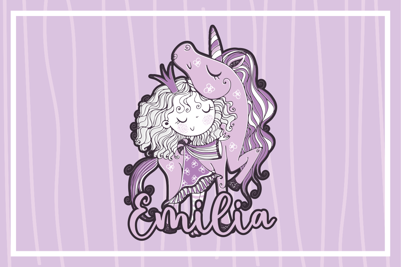 Aranyos egyszarvú Ölelés tányéralátétek gyermekek - TenStickers