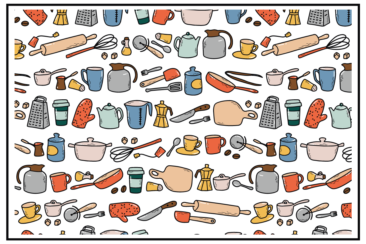 Színes edények fehér háttér alátét - TenStickers