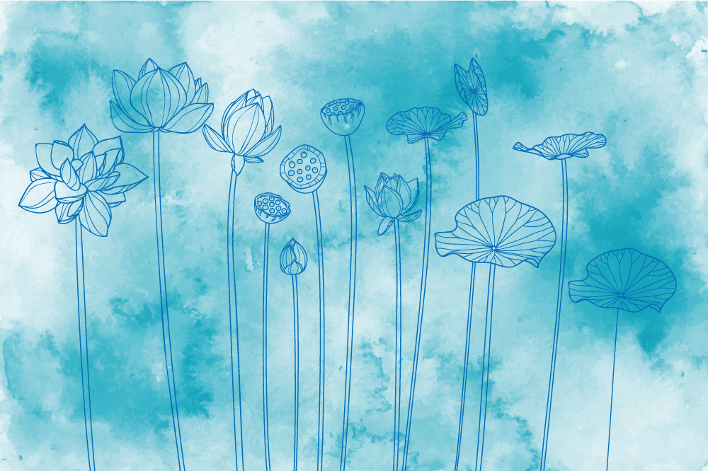 Lotus virágmintás tányéralátétek struktúra - TenStickers