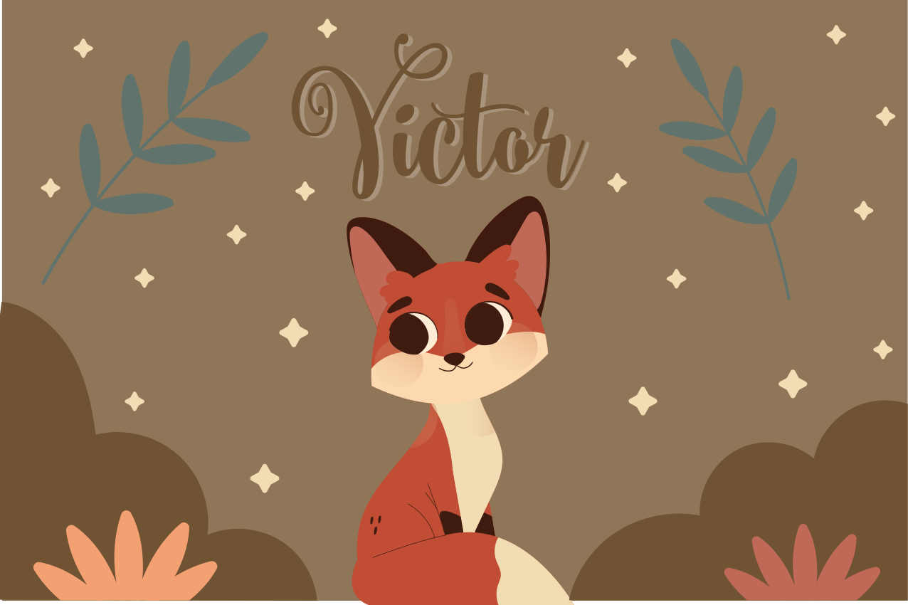 Aranyos róka névvel rendelkező fiúknak gyermek alátétek - TenStickers