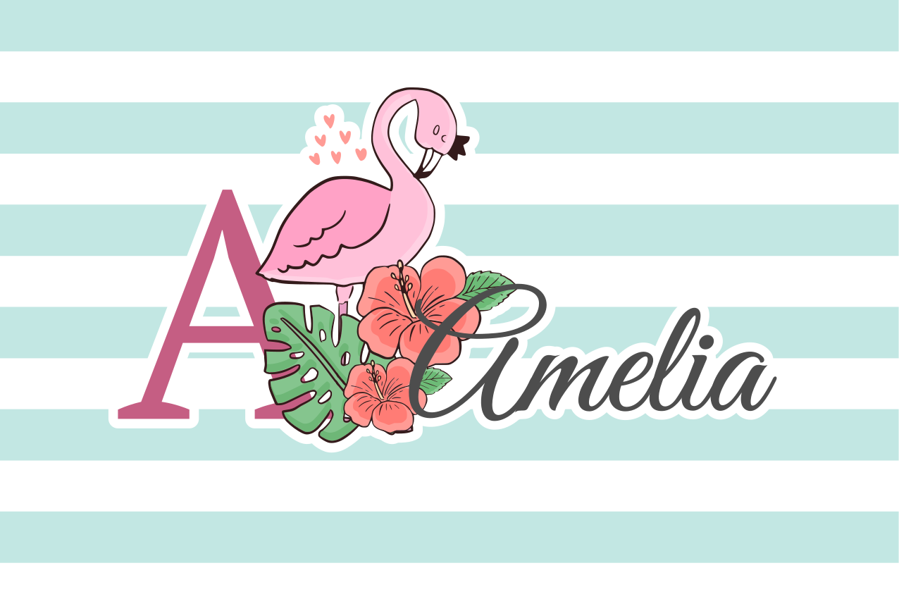 Flamingó monogram amelia tányéralátétek gyermekeknek - TenStickers