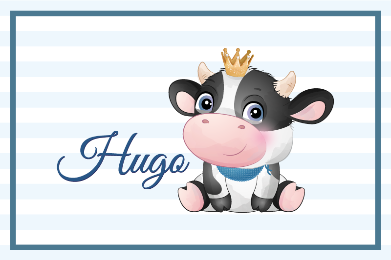 Tehénkarakter illusztrációs tányéralátétek gyermekeknek - TenStickers