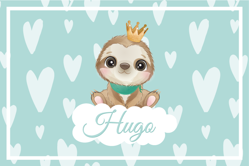 Aranyos lajhár névvel rendelkező fiúknak gyermek alátétek - TenStickers