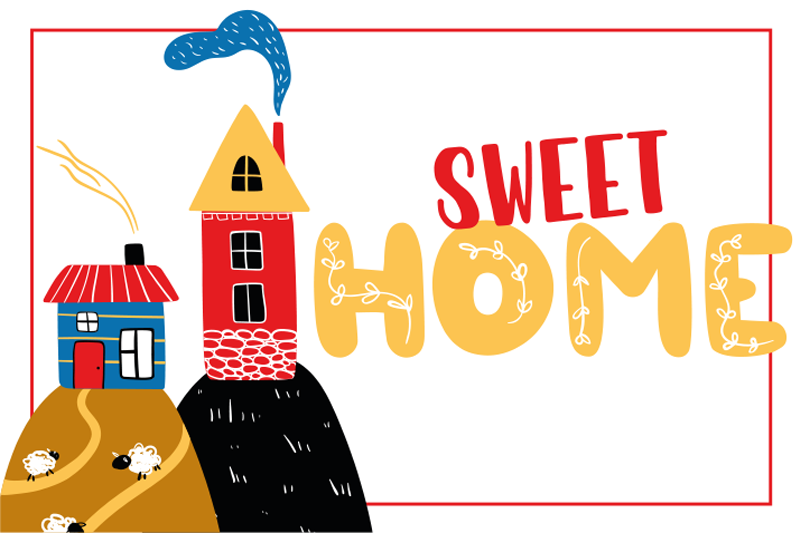 Színes ház jelenet tányéralátétek gyermekeknek - TenStickers