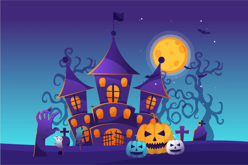 Kísérteties kastély jelenet tányéralátétek halloween - TenStickers