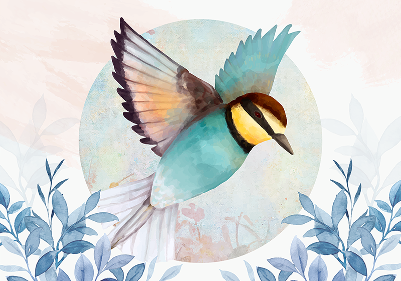 Élénk madárművészet tányéralátétek eredeti - TenStickers