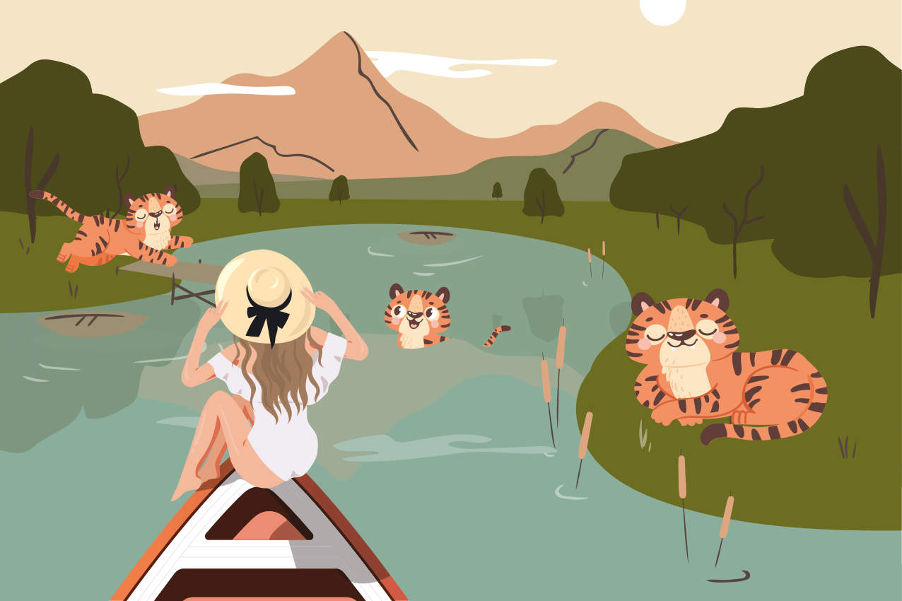 Játékos tigrisek jelenete tányéralátétek gyermekek - TenStickers