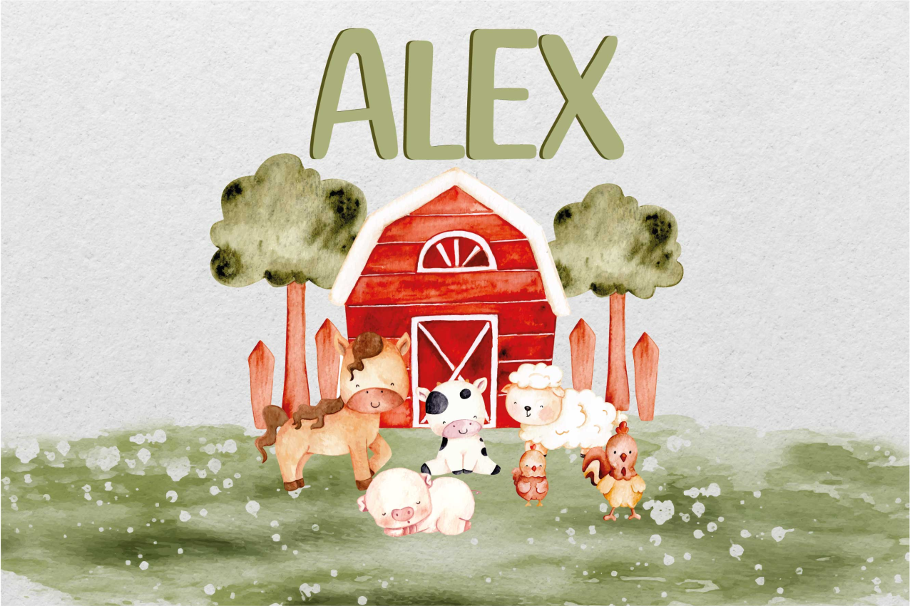 terítők itthon vízfestékes aranyos farm - TenStickers