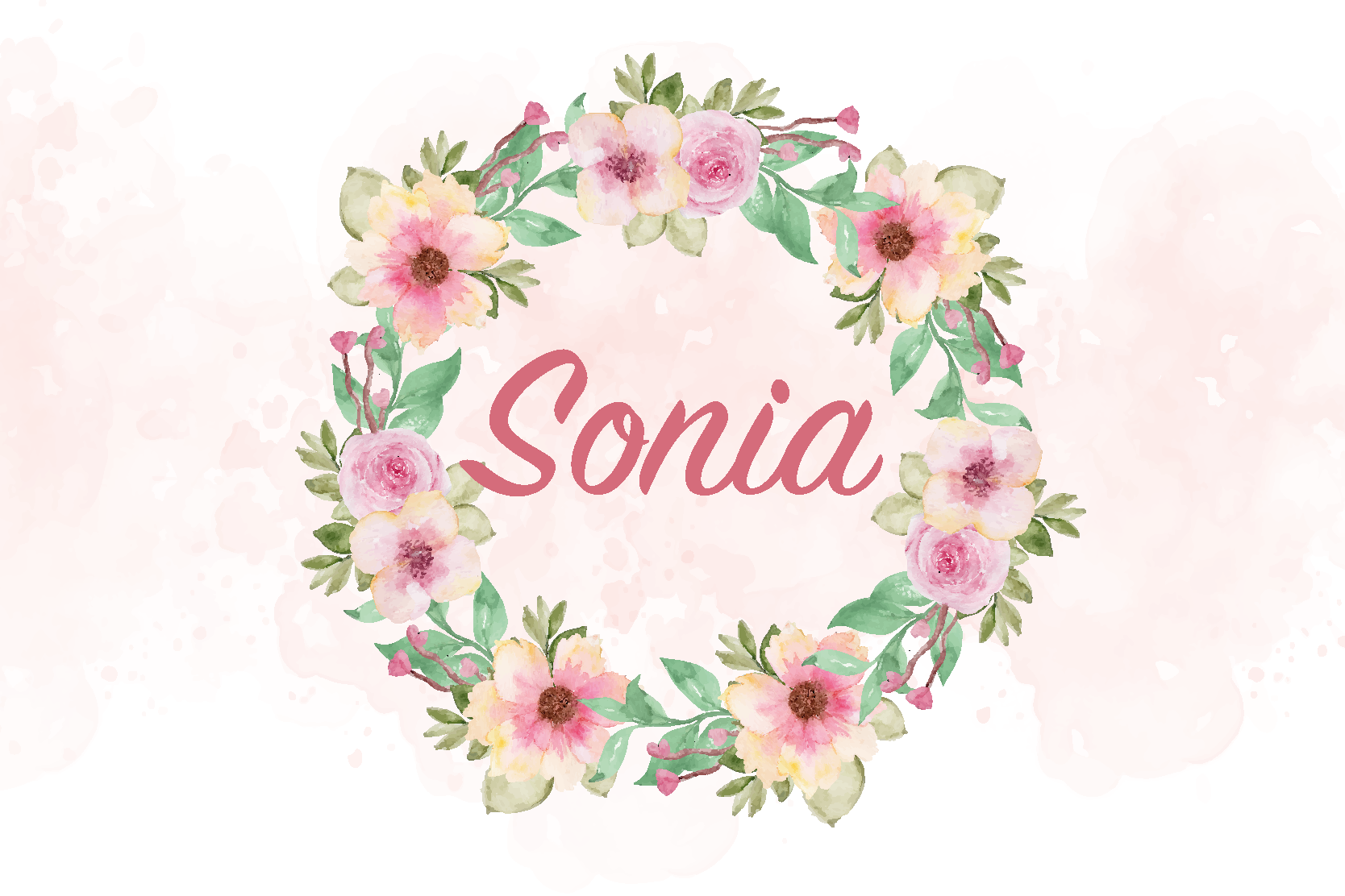 Tányéralátétek névvel akvarell virágok - TenStickers