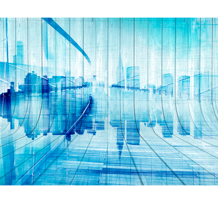 Fa hatású városkép fa falfestmény - TenStickers