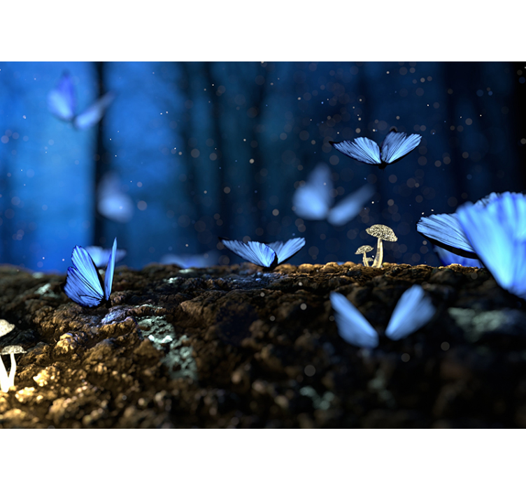 Kék pillangó falfestmény - TenStickers