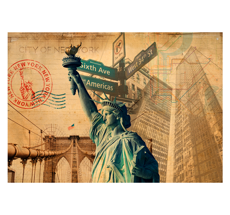 Vintage liberty kollázs New york fototapéta - TenStickers