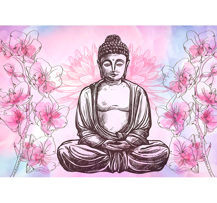 Buddha körül orchideák buddha falfestmény - TenStickers