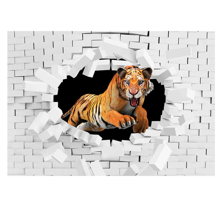 Realista tigris 3d falfestmény - TenStickers