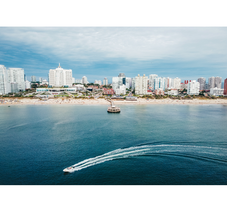 Tengerparti városra néző kilátás Városi falfestmény - TenStickers