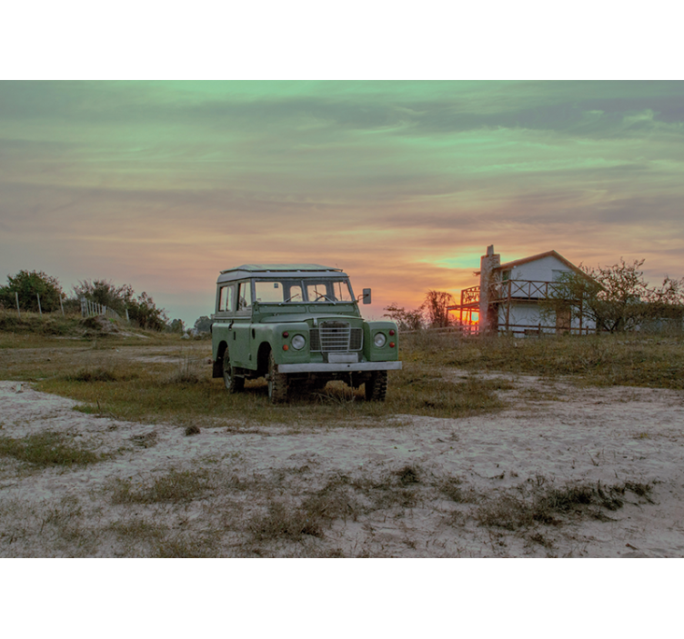 Zöld klasszikus autó Jármű falfestmények - TenStickers