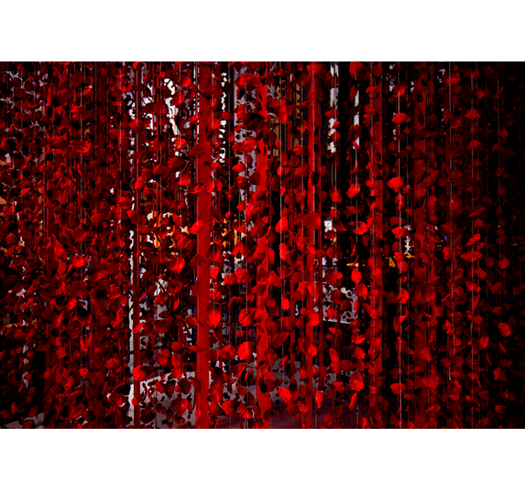 Piros virágos kaszkád Virág falfestmények - TenStickers