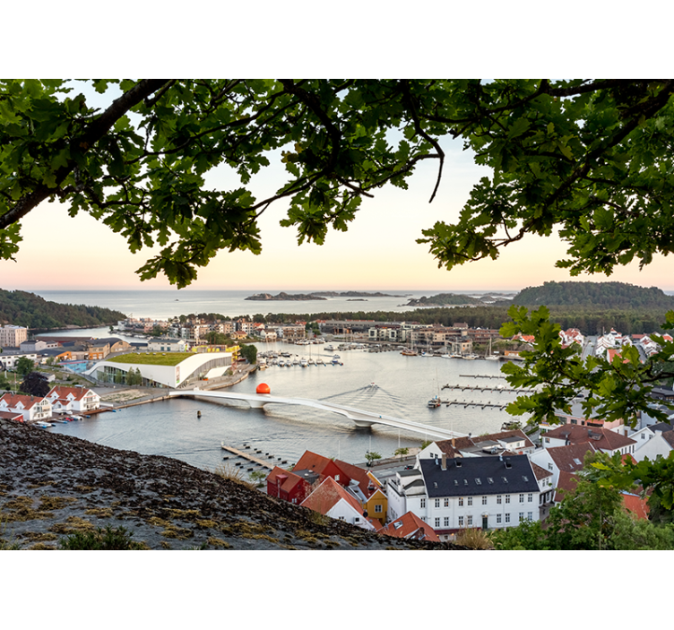 Bájos tengerparti kilátás városi falfestmény - TenStickers