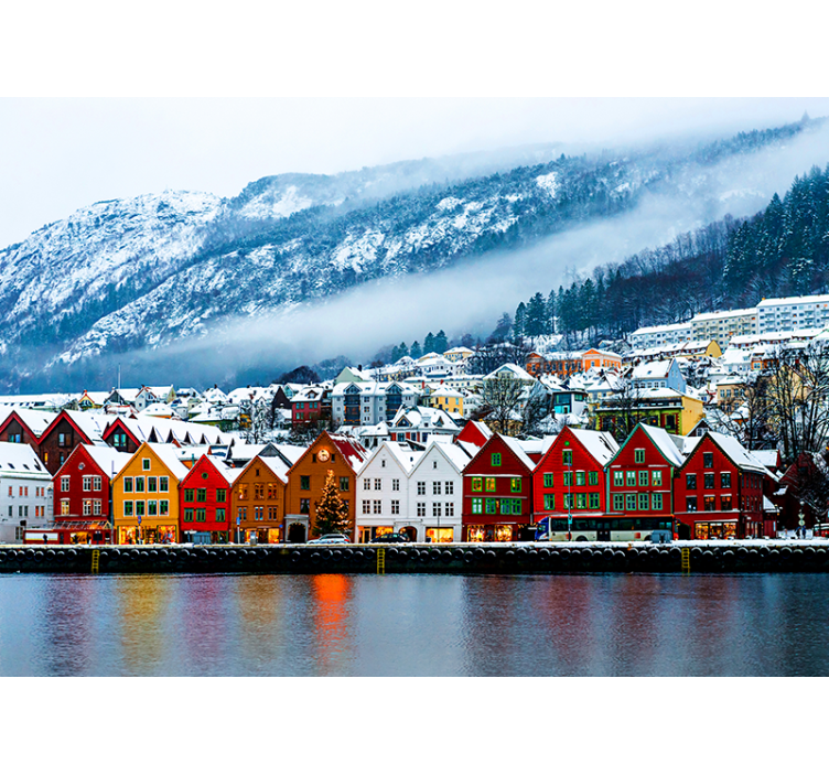 Színes vízparti házak Városi falfestmény - TenStickers