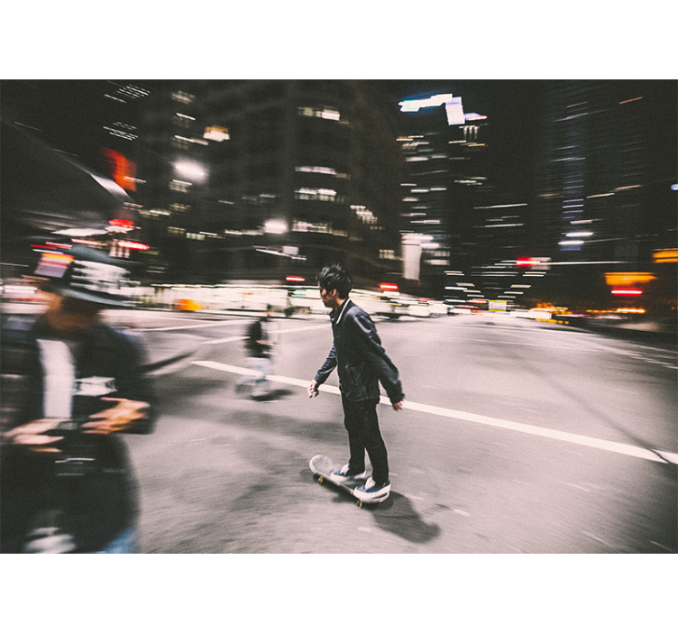 Városi falfestmény Éjszakai görkorcsolyázás - TenStickers