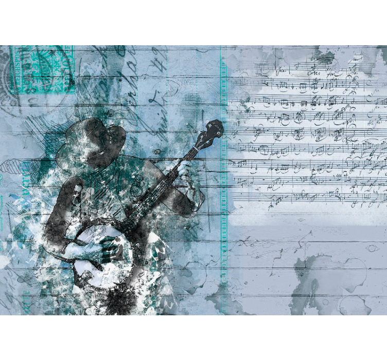 Zenei témájú falfestmények - banjót játszó zenész - TenStickers