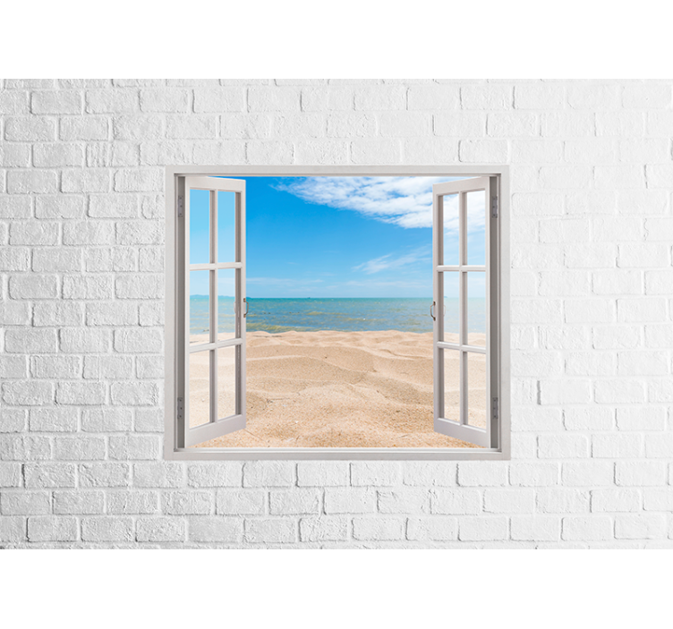 Téglafal egy ablak fotó téglafal falfestmény - TenStickers