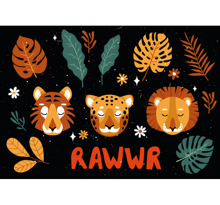 Játékos dzsungeli állatok gyermek hálószoba falfestmények - TenStickers