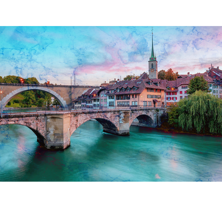 Bern híd panoráma városi falfestmény - TenStickers