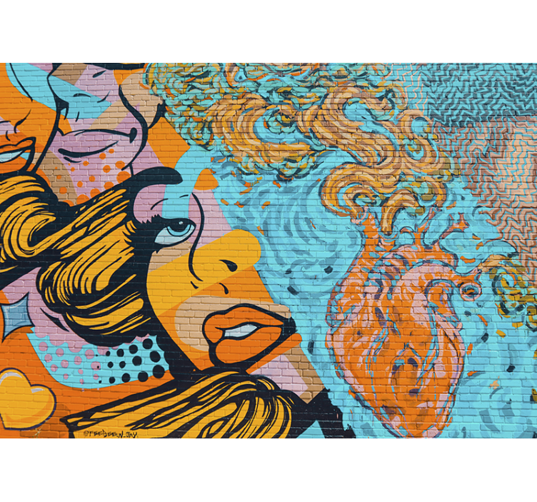 Női arc graffiti városi művészet falfestmény - TenStickers