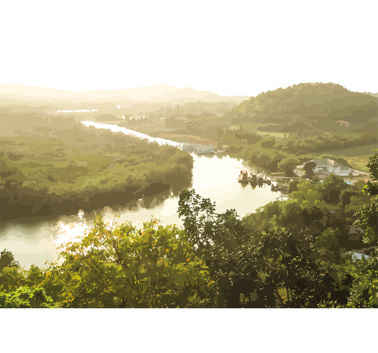 Nyugodt folyó látkép - táj falfestmények - TenStickers