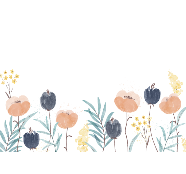 Absztrakt akvarell festmény virágos falfestmény - TenStickers