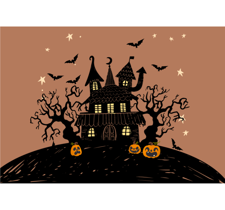Kísérteties tök kastély falfestmények halloween - TenStickers